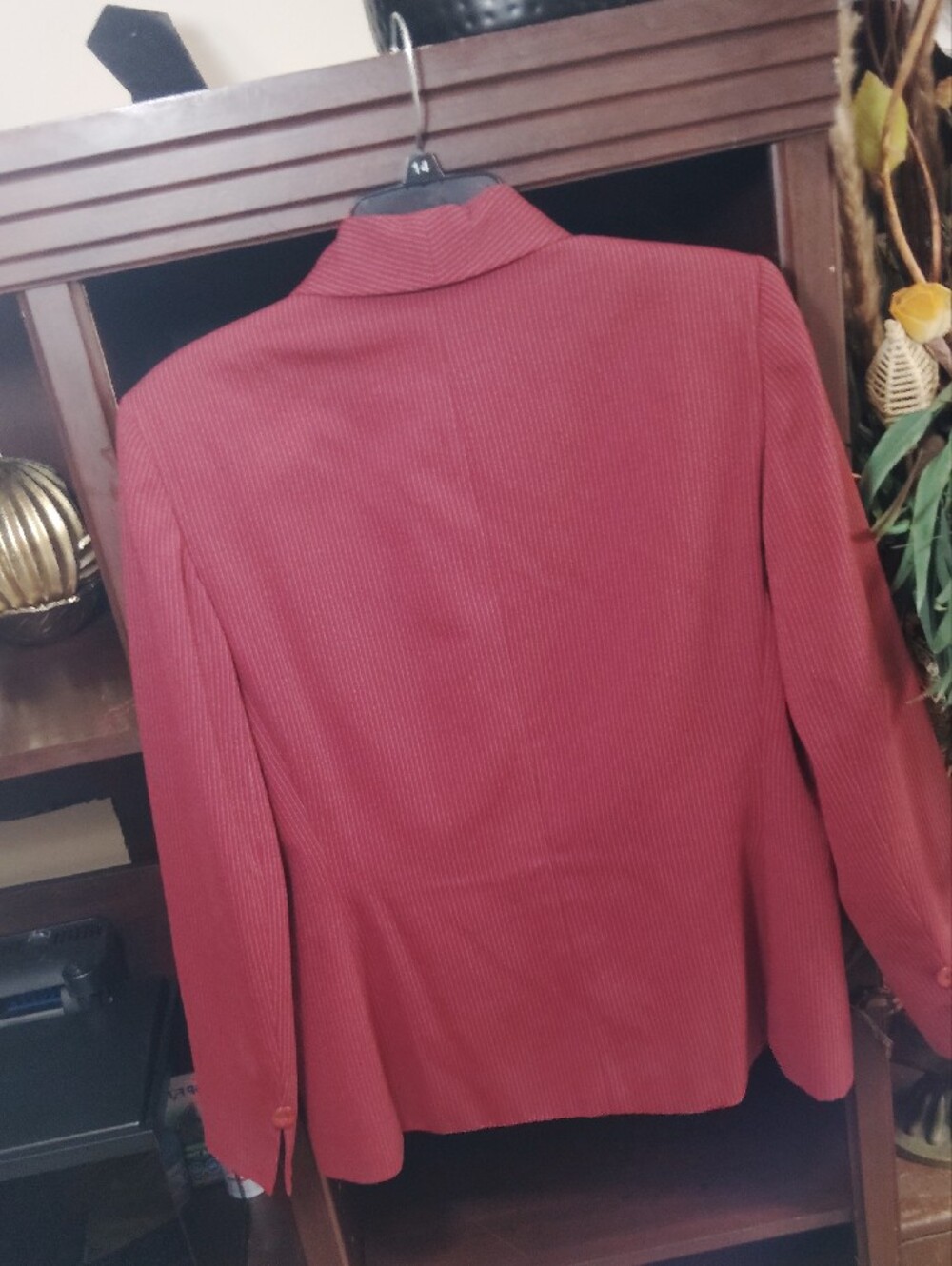 Sag Harbor Burgundy Pinstripe Blazer And Skirt Set. - Picture 2 of 6